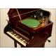 Extraordinarily rare Columbia Gramophone with Piano Form. Mahogany wood.