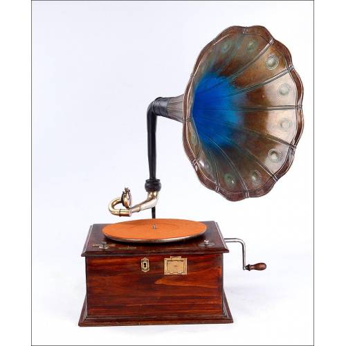 Antique horn gramophone in Excellent Condition. France, Circa 1920