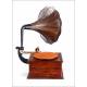 Antique horn gramophone in Excellent Condition. France, Circa 1920