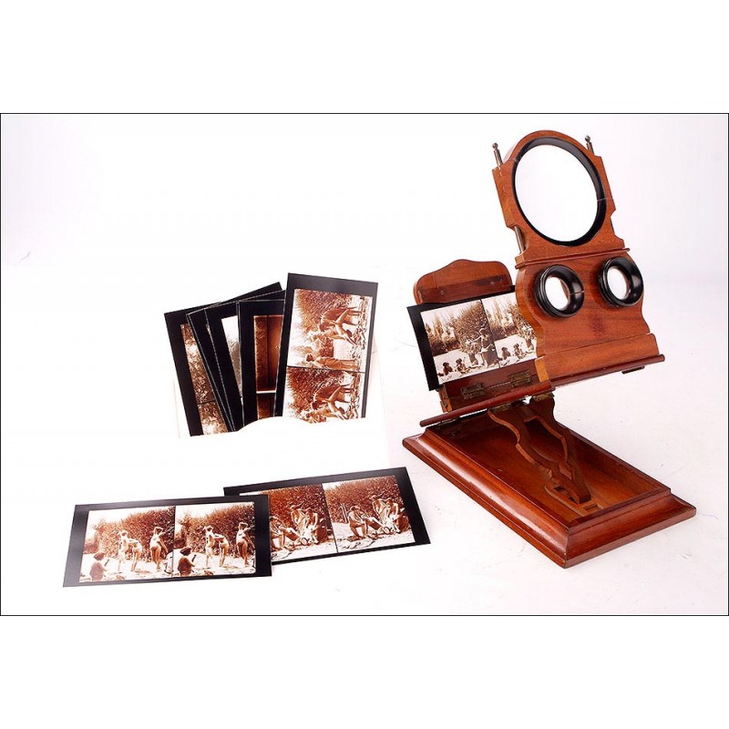 Antique Mahogany Mantel Stereoscope in Excellent Condition. France, Circa 1900