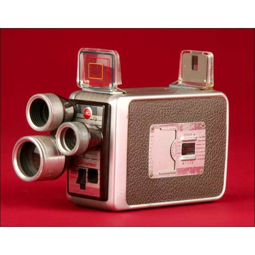 Kodak Compact Film Camera for 8mm Film, 1960's. With Three Rotating Lenses. With Three Rotating Lenses