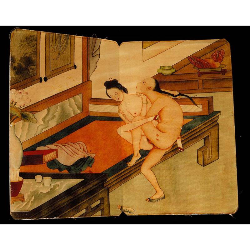 Rare Folding Book of Erotic Images Printed on Silk. China, 1st