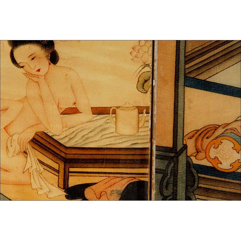 Rare Folding Book of Erotic Images Printed on Silk. China, 1st