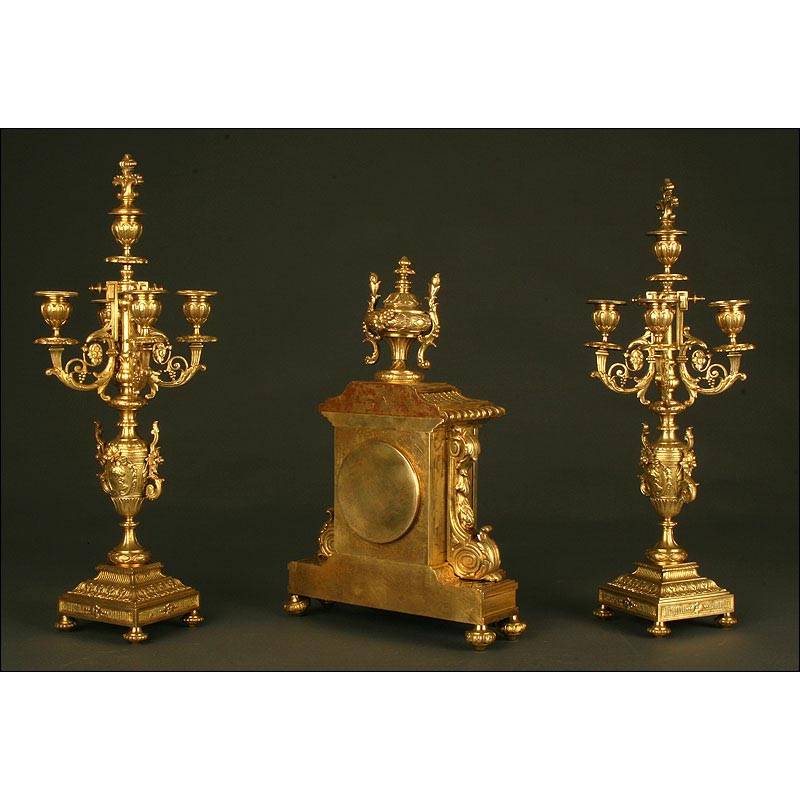 Gothic Candlestick Bronze Four Candles, circa 19th Century, French