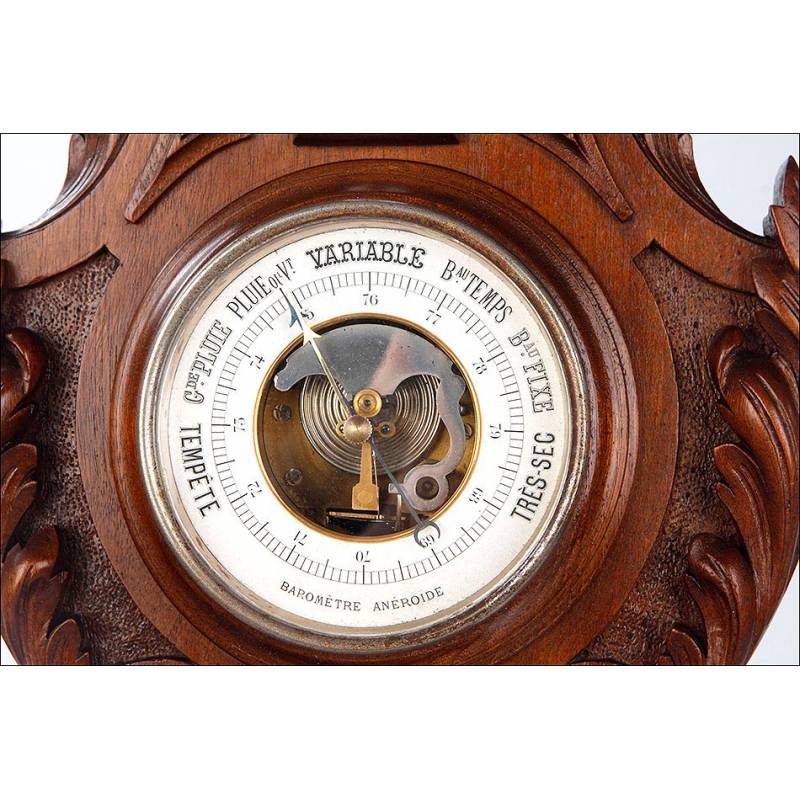 1893 French Wall Clock Triple Function Barometer and Thermometer