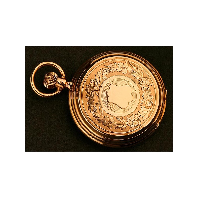 Reloj de Bolsillo Saboneta, Suiza, Oro 14K, Año 1880