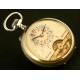 Lepine Pocket Watch, Hebdomas, Switzerland, Solid Silver, 8 Days Wind, Year 1890. Unusual