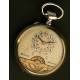 Lepine Pocket Watch, Hebdomas, Switzerland, Solid Silver, 8 Days Wind, Year 1890. Unusual