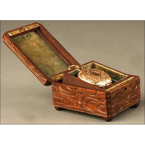 Carved pocket watch case, 19th Century.