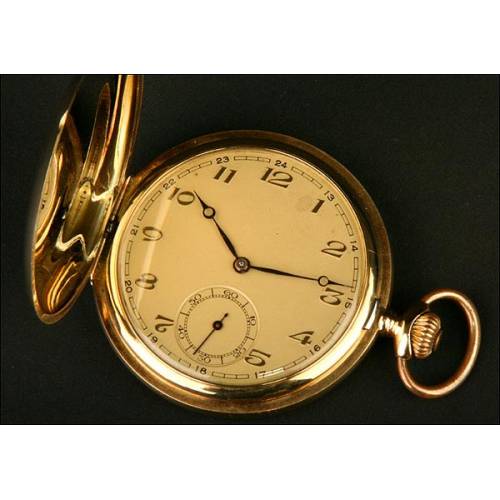 Saboneta Clock, Swiss, Solid Gold, Dated about 1900.