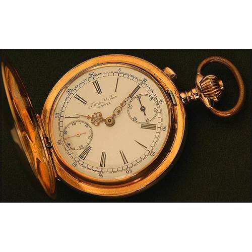 Saboneta Chrono Clock, Swiss, Gold, 1870s