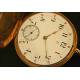 Swiss Lepine Pocket Watch, Omega Watch Co. 18K Gold, Year 1910.