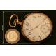 Swiss Lepine Pocket Watch, Omega Watch Co. 18K Gold, Year 1910.