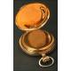 Solid Gold Pocket Watch by Gustave Perrenoud. Three covers. 1900