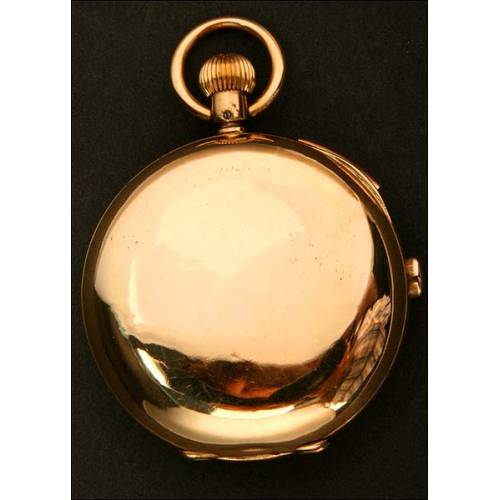 EXCLUSIVE 18K Solid Gold Pocket Watch with Chronograph and Chronograph. 3 covers. 1900