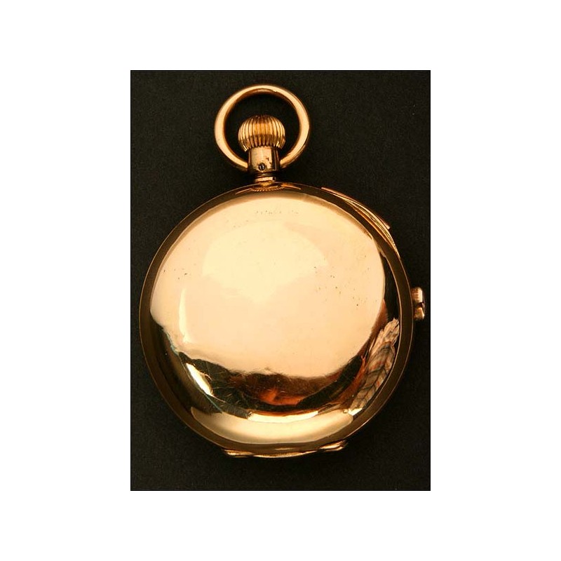 EXCLUSIVO Reloj de Bolsillo en Oro Macizo de 18K con Sonería y Cronógrafo. 3 tapas. 1900