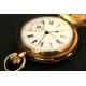 EXCLUSIVE 18K Solid Gold Pocket Watch with Chronograph and Chronograph. 3 covers. 1900