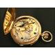 EXCLUSIVE 18K Solid Gold Pocket Watch with Chronograph and Chronograph. 3 covers. 1900