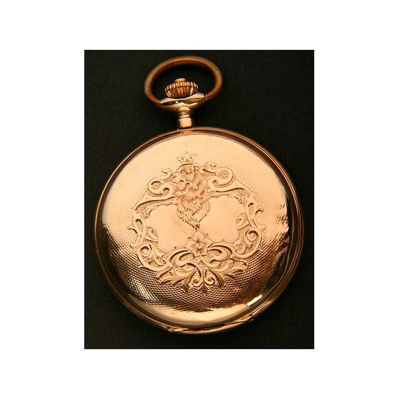 RARO Reloj de Bolsillo en Oro con Rosetón DOBLE. 1900