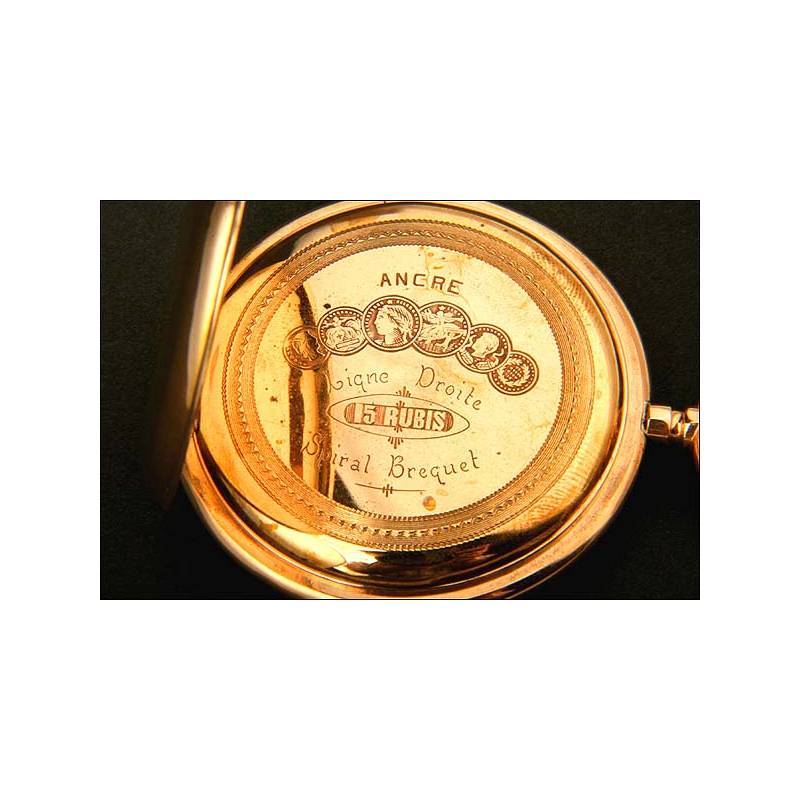 RARE Gold Pocket Watch with DOUBLE Rosette. 1900