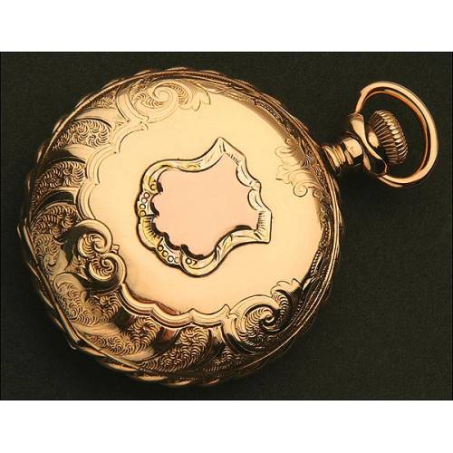 American Waltham Pocket Watch, Saboneta, 14K Solid Gold, 1896