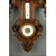 Wall Clock with Thermometer and Barometer. France, S. XIX. In Solid Wood and Working