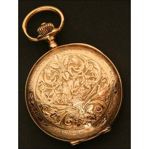 Swiss Sabonet Pocket Watch, Solid Gold, year 1872-1902