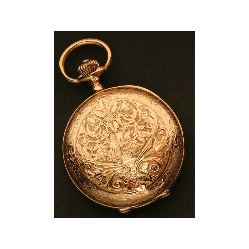 Swiss Sabonet Pocket Watch, Solid Gold, year 1872-1902