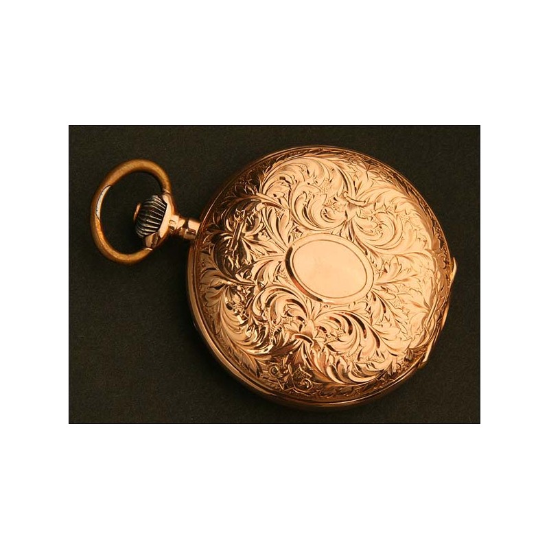 Reloj de Bolsillo Saboneta, Suiza, Oro Macizo, Año Circa 1900