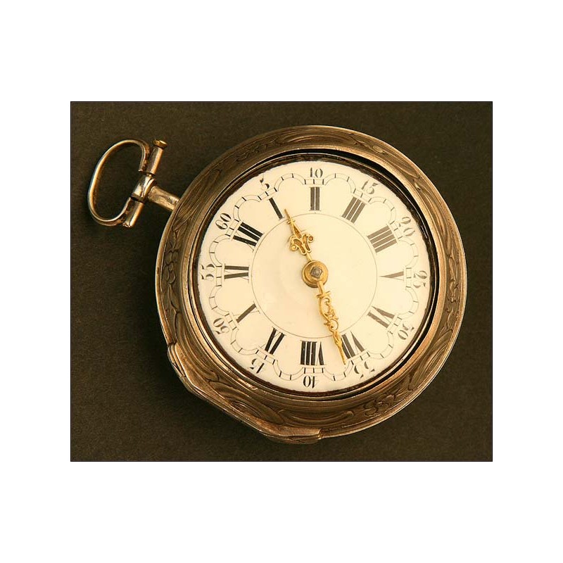 Lepine Verge Fusee Pocket Watch, Double Silver Case Circa 1785