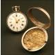 Lepine Verge Fusee Pocket Watch, Double Silver Case Circa 1785