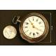 Lepine Verge Fusee Pocket Watch, Double Silver Case Circa 1785