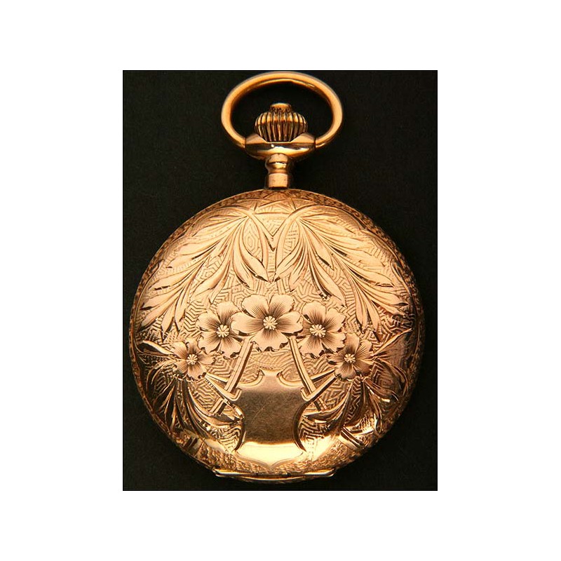 Beautiful Modernist Style and Period Pocket Watch in Solid Gold. 1893-1910