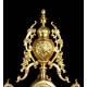 Beautiful Table Clock with Bronze Candelabra. France, 19th Century