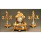 Mantel Clock, Gilded Bronze and Sévres, France, Second Half S. XIX.