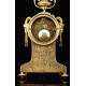 Impressive Antique Bronze and Porcelain Mantel Clock. France, 19th Century