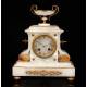 Elegant Antique Mantel Clock with Alabaster Case. France, 19th Century