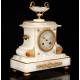 Elegant Antique Mantel Clock with Alabaster Case. France, 19th Century