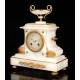 Elegant Antique Mantel Clock with Alabaster Case. France, 19th Century