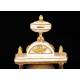 Beautiful antique mantel clock in marble and bronze. France, Circa 1870