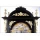 Spectacular Ebony and Bronze Bracket Clock with Triple Sounder. England, XIX Century