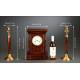 Elegant Clock Set with Wood and Brass Candlesticks. France, 1900s