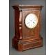 Elegant Clock Set with Wood and Brass Candlesticks. France, 1900s