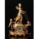 Spectacular Sculptural mantel clock in very good condition. France, XIX Century