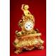 Decorative Mantel Clock in Gilded Bronze. Second half s. XIX.