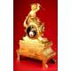 Decorative Mantel Clock in Gilded Bronze. Second half s. XIX.