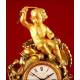 Decorative Mantel Clock in Gilded Bronze. Second half s. XIX.