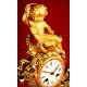 Decorative Mantel Clock in Gilded Bronze. Second half s. XIX.