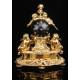 Gilded Bronze Clock and Candelabra Set. France, XIX Century