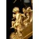 Gilded Bronze Clock and Candelabra Set. France, XIX Century